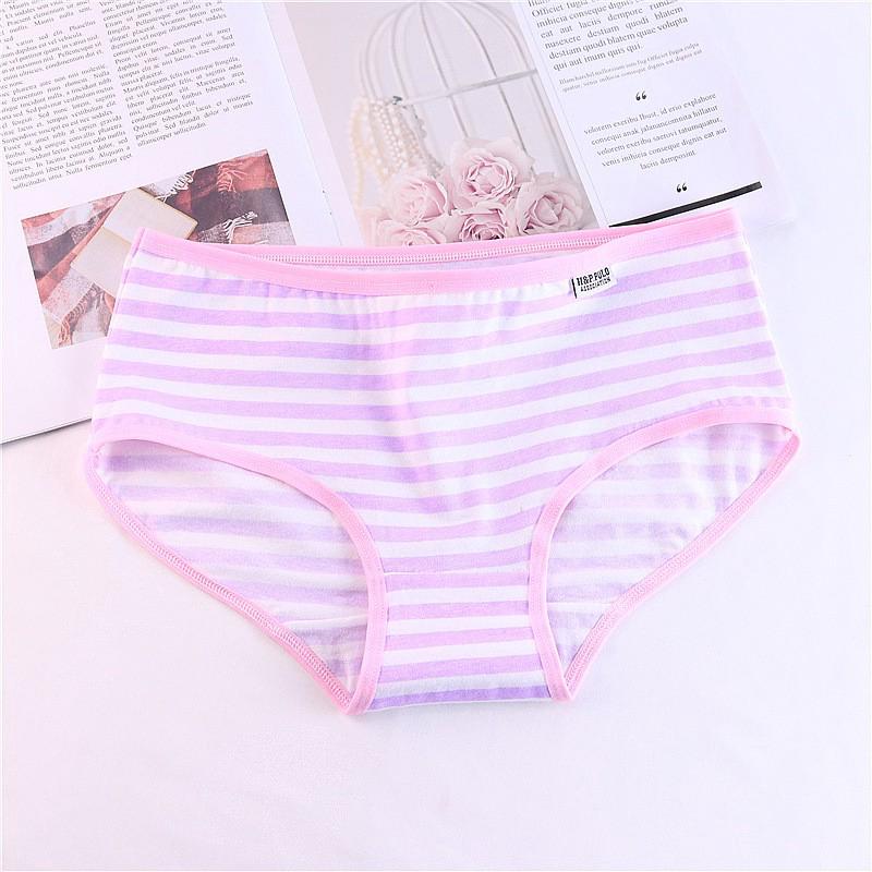  Celana  Dalam Brief Mid Waist Bahan Katun  Motif Garis  Garis  