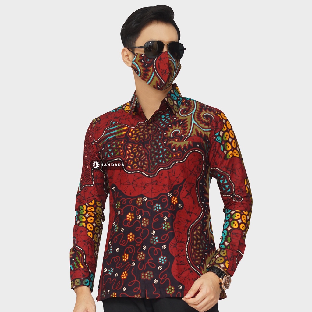 Baju Kemeja Batik Pria Lengan Panjang Slim Fit Premium Modern Full Furing Katun Halus Original Handara Motif Fernando HB-206