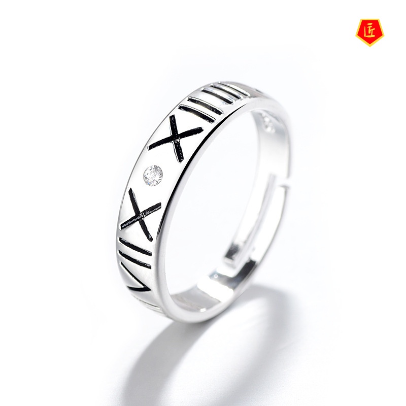 [Ready Stock]925 Silver Roman Numerals Couple Rings