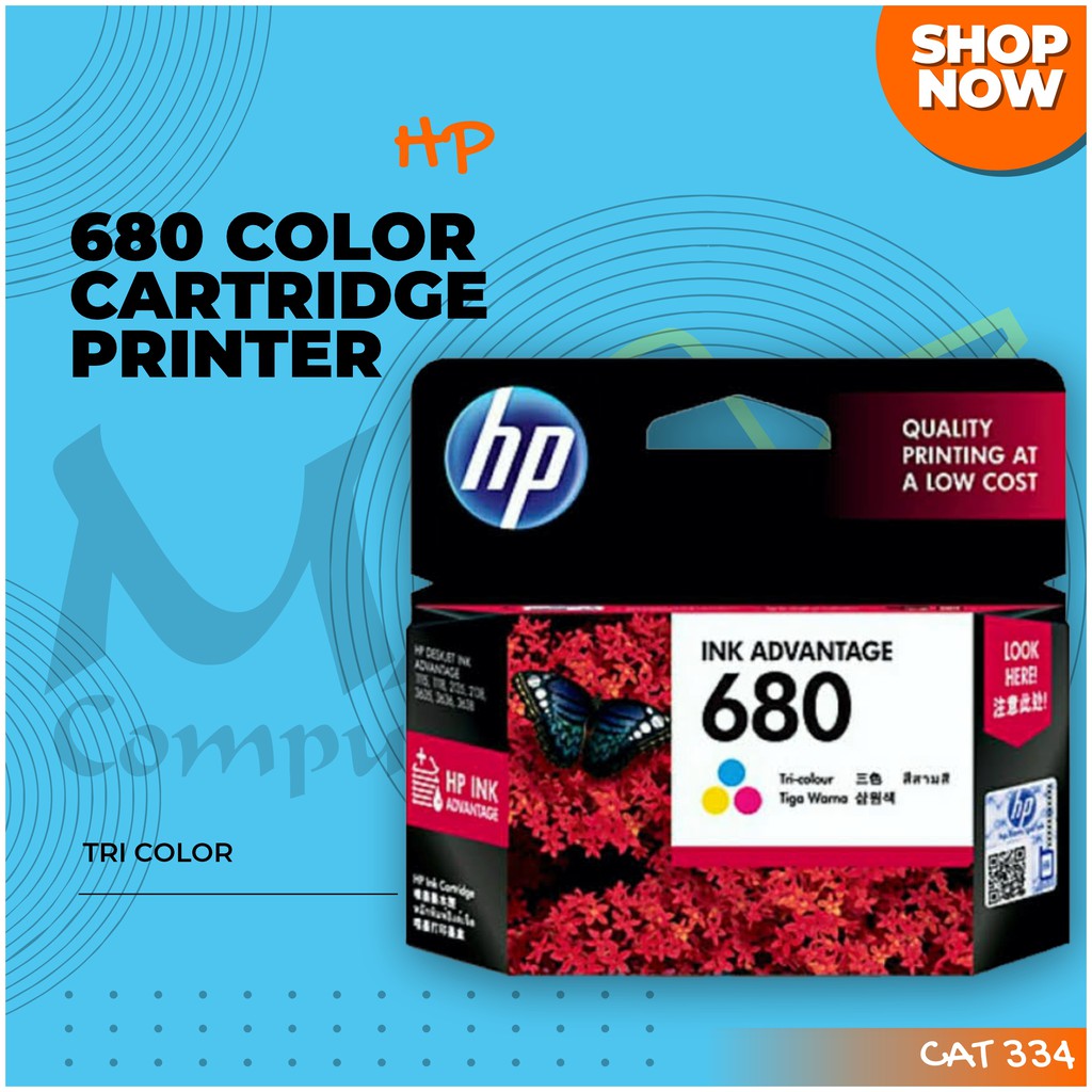 HP 680 Tri-Color Support DeskJet 1110 1115 2130 Ink Cartridge Tiga Warna