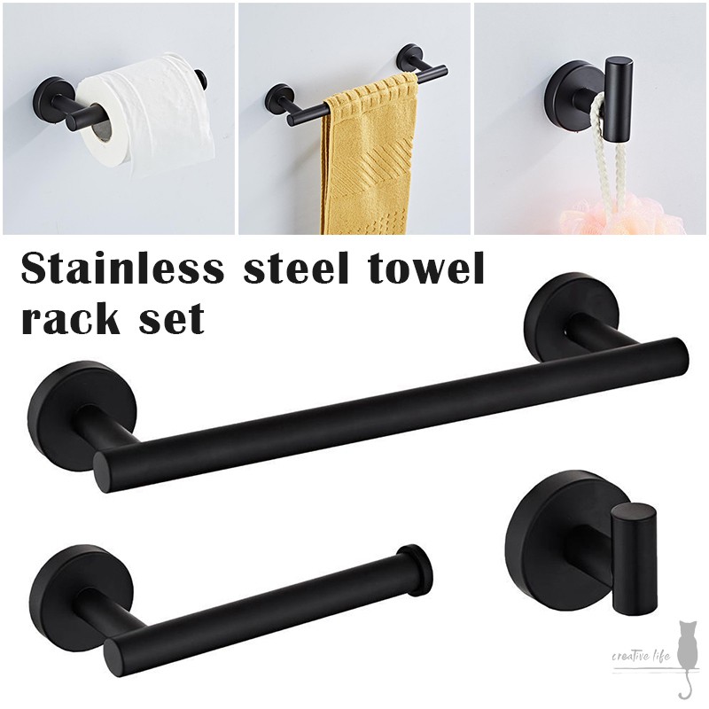 Towel Bar Set Fashion Modern Bathroom Accessories Set Silver Hardware Bath Towel Rack Set Shopee Indonesia