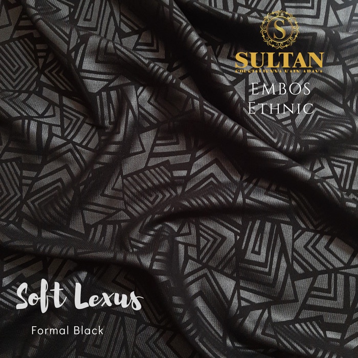 TERBARU     50CM EMBOS ETHNIC SOFT LEXUS FORMAL BLACK KAIN SULTAN
