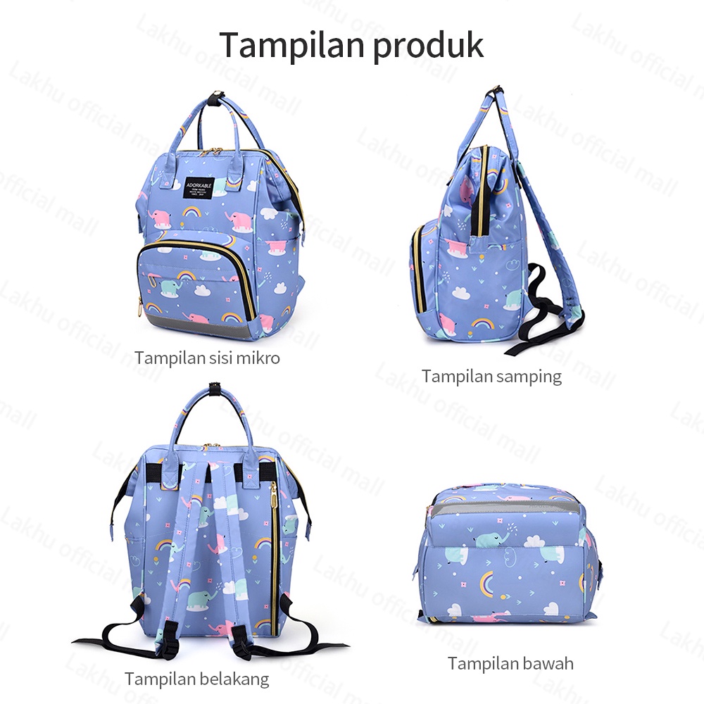 Lakhu tas ransel bayi multifungsi tas susu bayi diaper bag