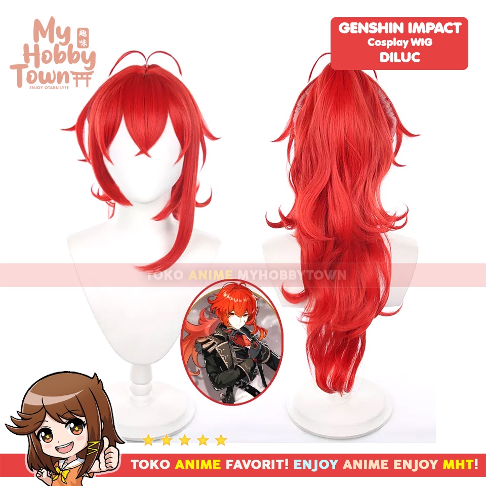 Wig Cosplay Anime Game Genshin Impact Diluc