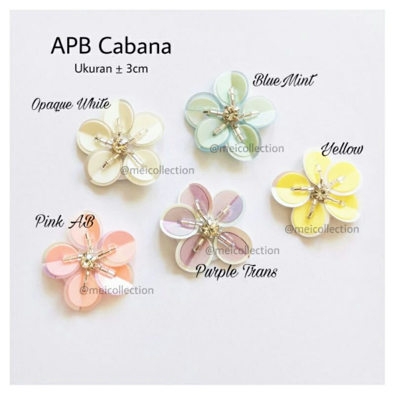payet bunga 3d rangkai APB Cabana 3cm red royal off white peach