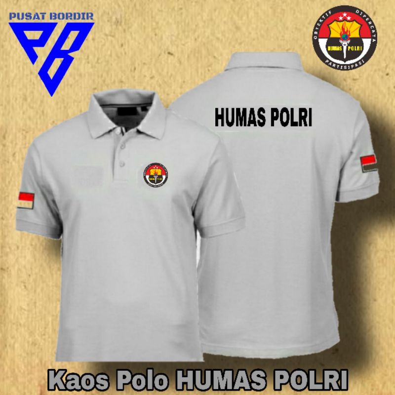 Polo shirt HUMAS POLRI bordir / tshirt polo full bordir HUMAS POLRI / kaos polo lacoste katun bordir