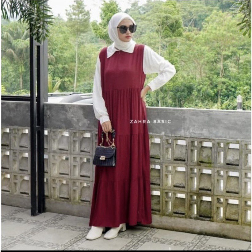 INNER DRESS BUSUI LONG DRESS TANPA LENGAN BAHAN RAYON PREMIUM SHAKILA MAXI DRESS FLARE WANITA KEKINIAN MURAH BUSUI PANJANG VIRAL