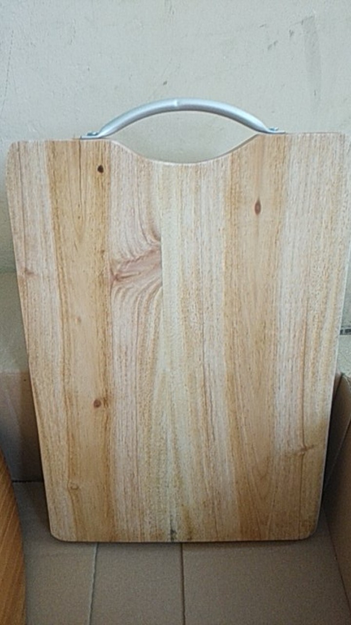 Telenan Atau Talenan Persegi Kayu Mahoni Pegangan Alumunium 33x24