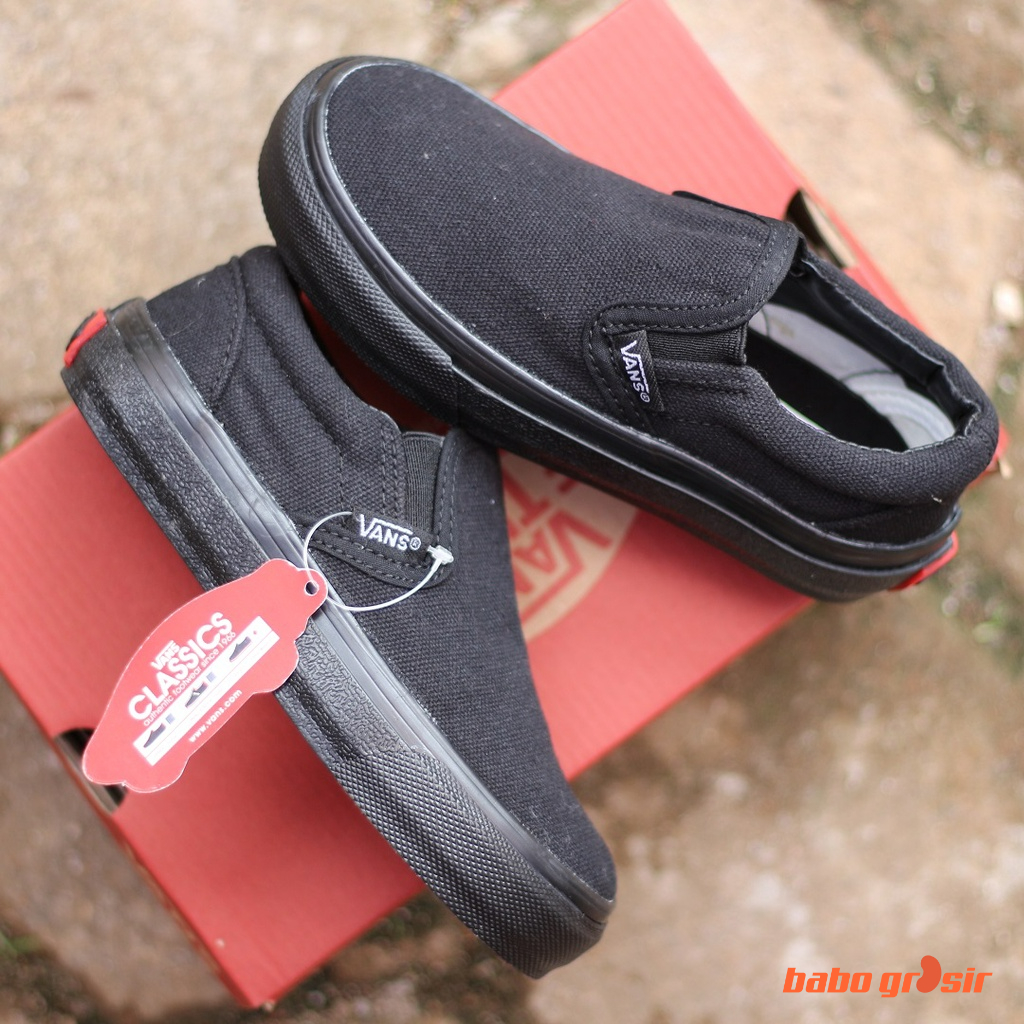 PROMO BEST QUALITY Sepatu Anak Vans Slip On KIDS All Black, Tapak Gum Outsole Anti Slip, Import Premium