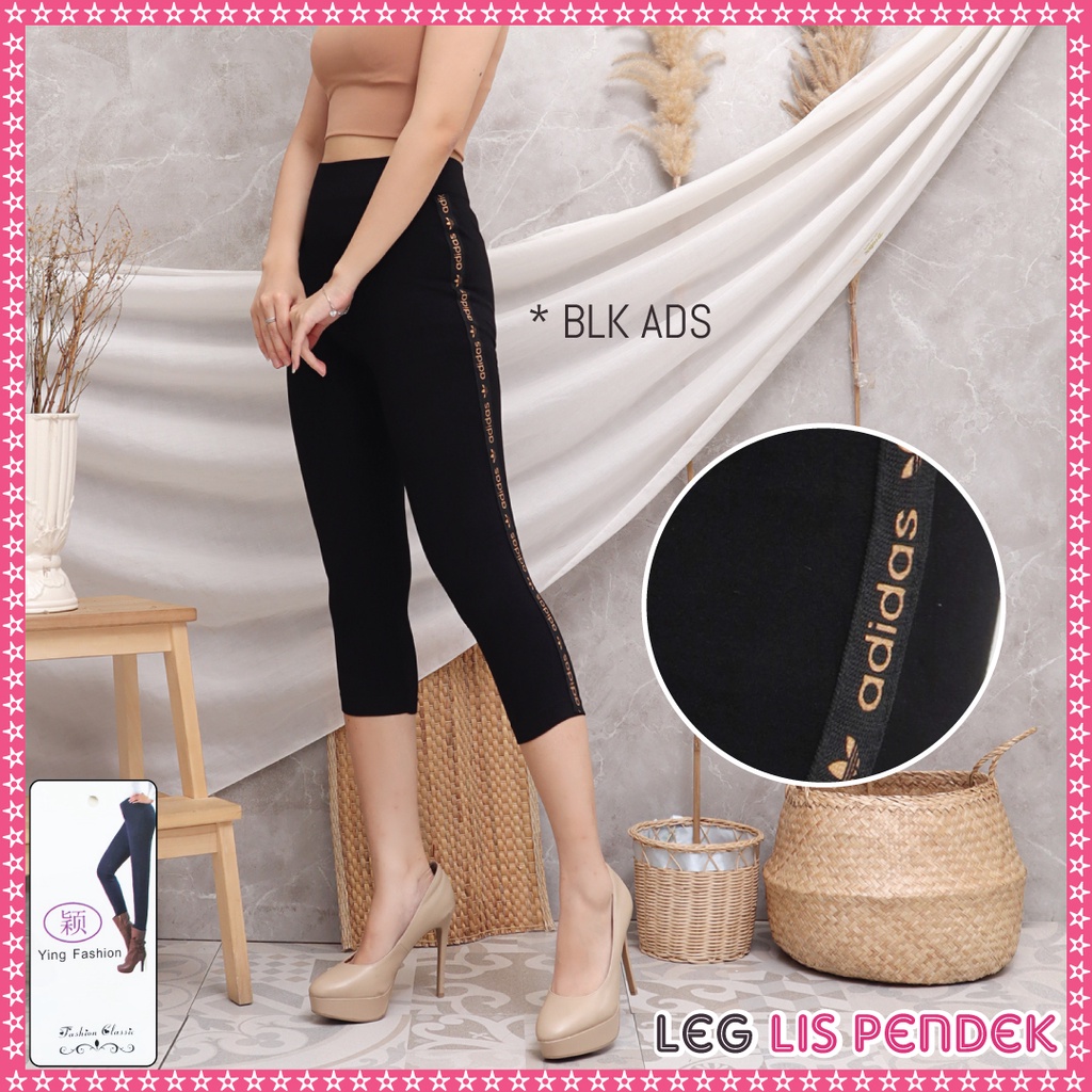 Legging Lis Pendek Wanita / Legging List Pendek import wanita / legging fashion wanita-Lis 7/8 - BLK ADS