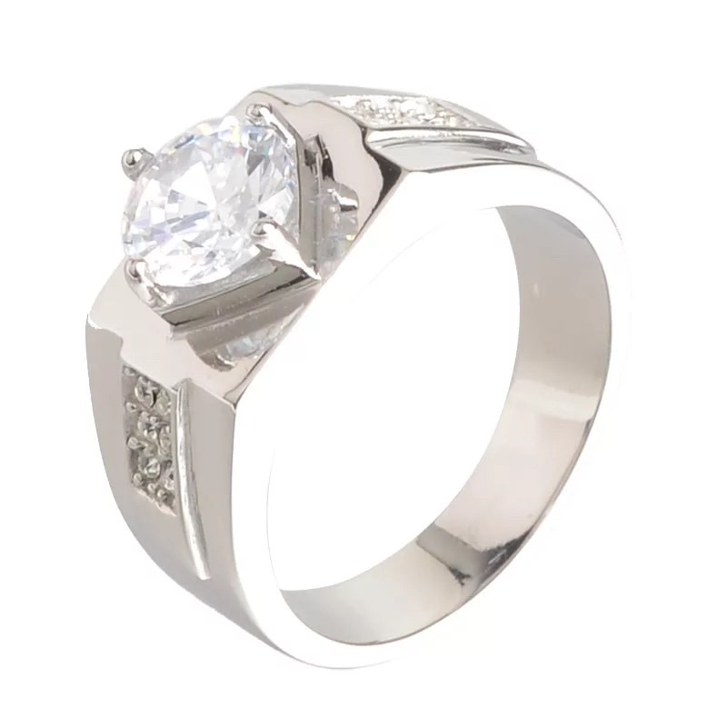 Cincin Pria Berlian Cubic Zirconia AAA Ring Titanium Stainless Steel Anti Karat dan Tahan Luntur