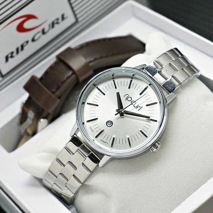 Grosir Jam Tangan Wanita / Cewek Murah Ripcurl Set Rantai Silver Army