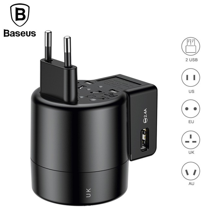 Baseus Colokan Charger Listrik USB Travel Universal 2.4A
