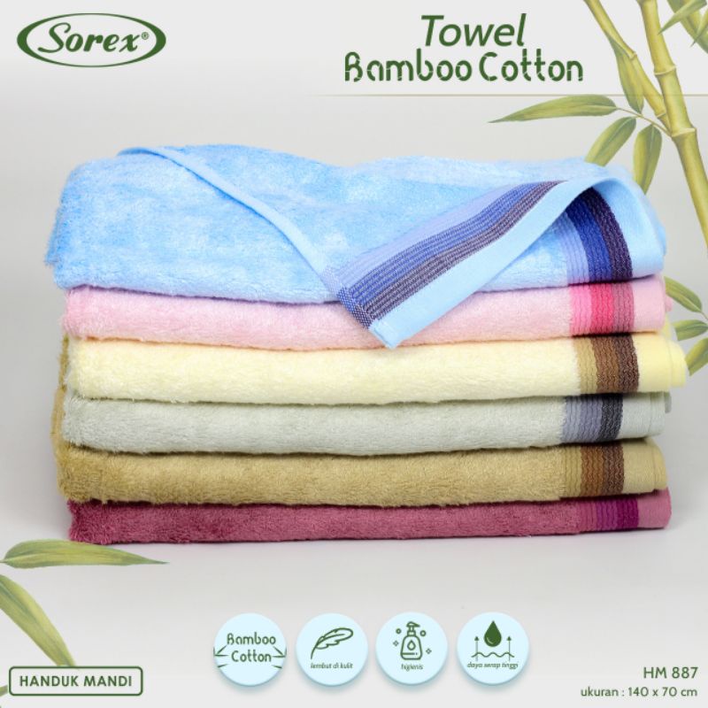 Sorex Towel Handuk Mandi HM 887 Dewasa Cotton Bamboo Lembut Daya Serap Tinggi