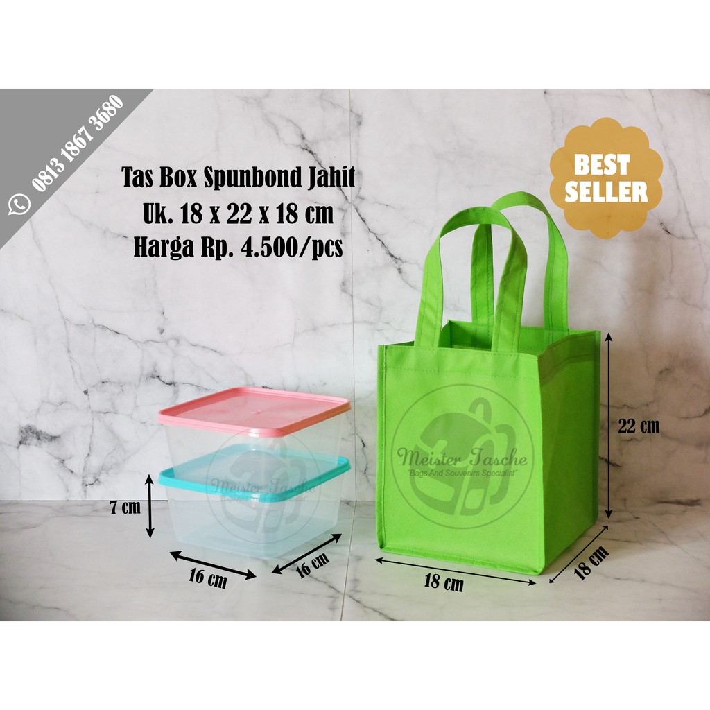 

Tas Box Spunbond Jahit Ukuran 18cm x 22cm x 18cm Kecil Kotak