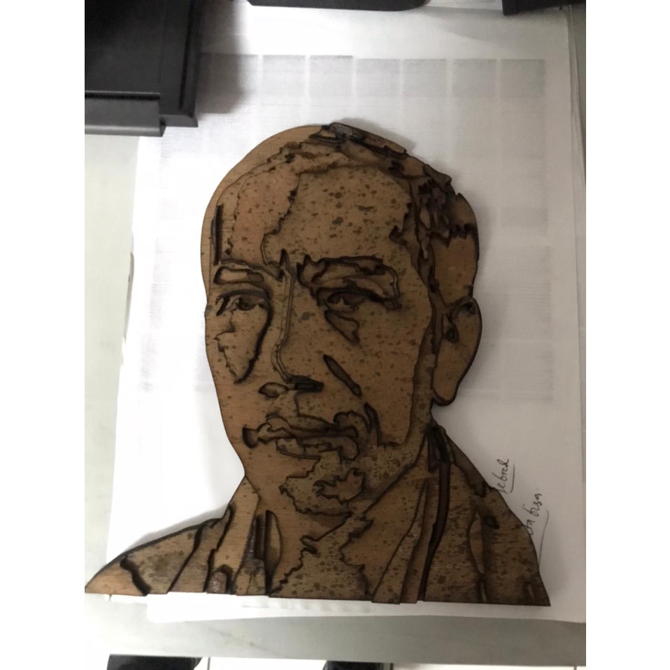 BLaser Karikatur Wajah 3D Wood