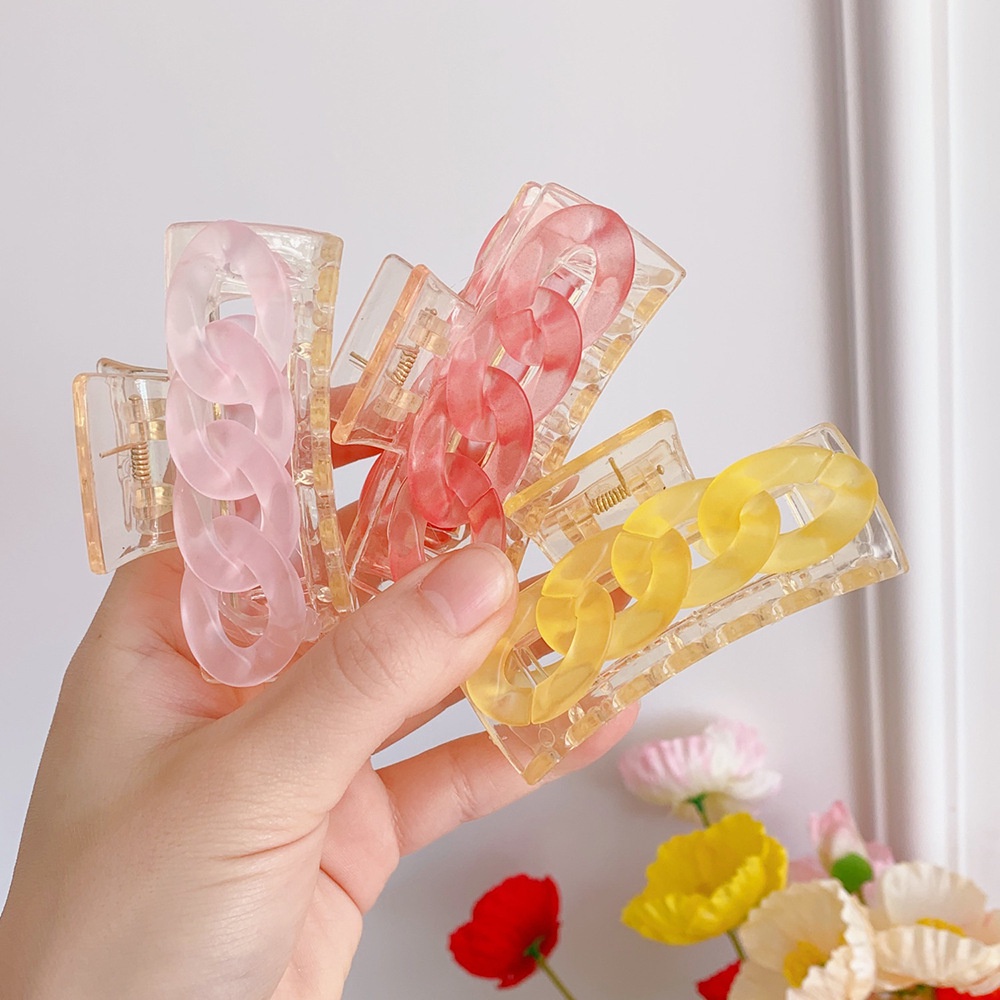 Korean Ins Chain Square Hair Clips for Women Elegant Temperament Claw Clips Girls Hair Accessories