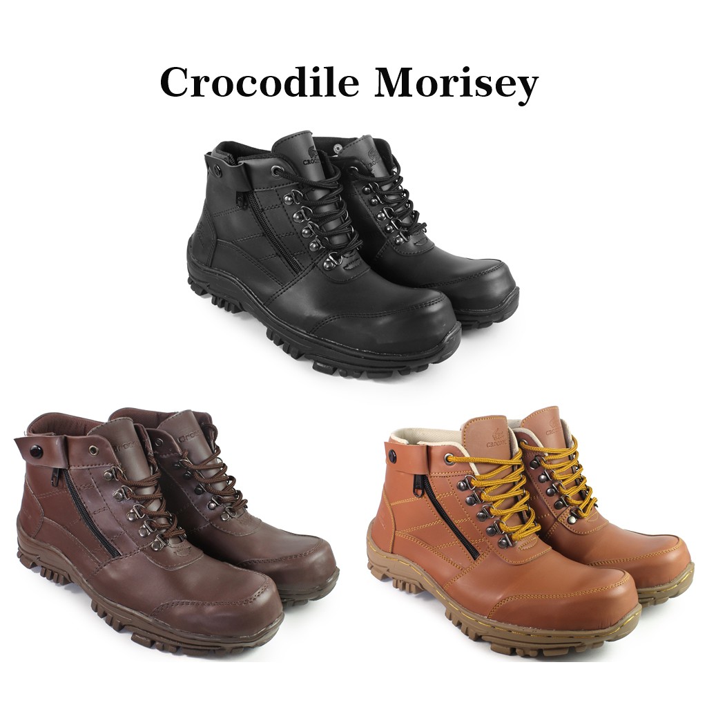 Sepatu Safety Pria Boots Crocodile Morisey Ujung Besi Outdoor Tracking Touring Haiking