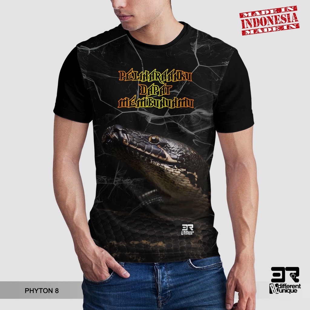 [ COD ] KAOS PRINTING GAMBAR ULAR PYTHON 8 RETIC - BAJU DISTRO ORIGINAL MOTIF SNAKE PITON RETIC MOLU