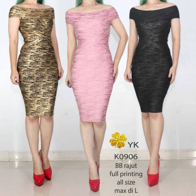 Osbbdress 0906 minidress bb rajut dress bodycon dress hitam pink gold