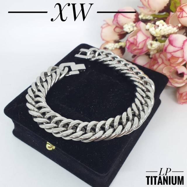 Gelang titaaiun rantai silver 21cm