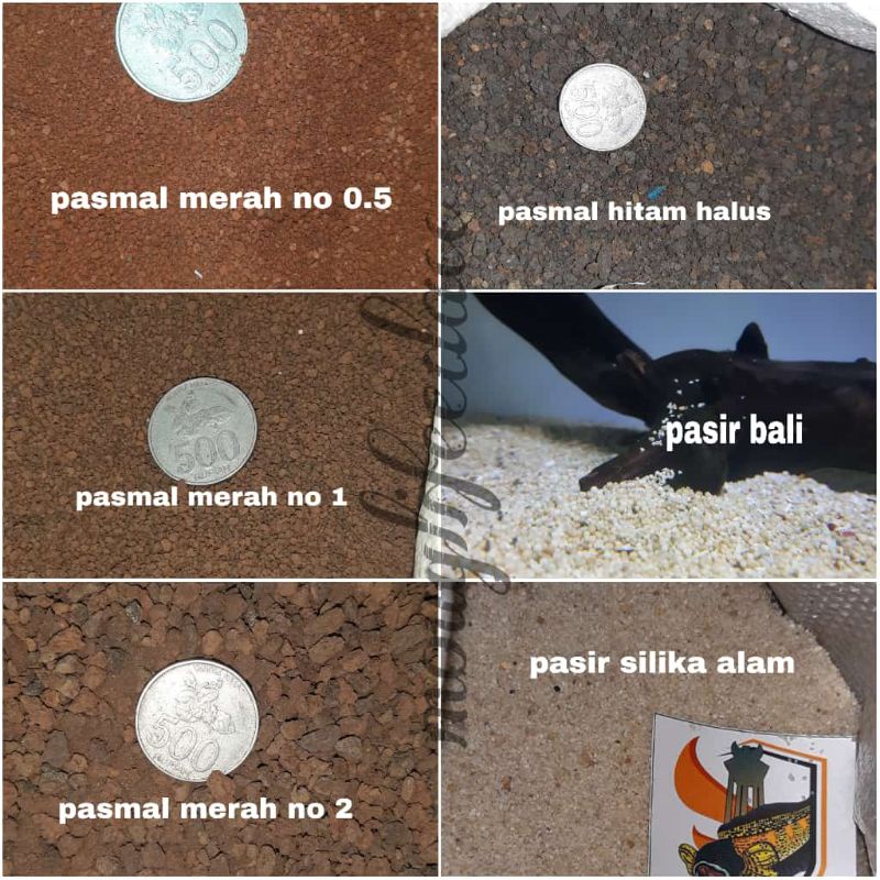 PASIR AQUARIUM 1kg PASIR MALANG MERAH NO 1 NO 2, PASIR MALANG HITAM HALUS, PASIR SILIKA ALAM PUTIH