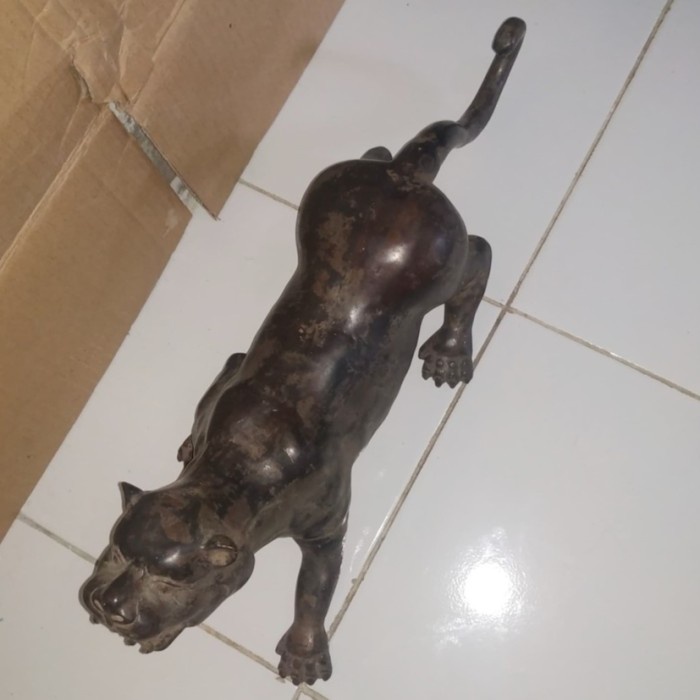 Patung Macan Harimau Jaguar Hitam Kuningan Antik Ap042 058