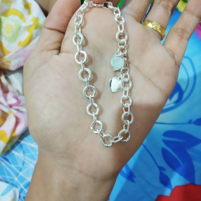 Gelang rante bulat lapis perak