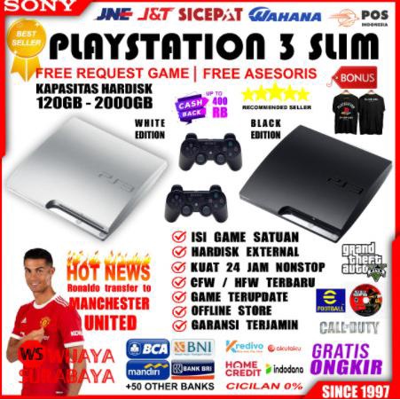 PLAYSTATION 3 SLIM 2 STIK MESIN AJA-2TB FULL GAME PS3 SLIM SERI 30XX