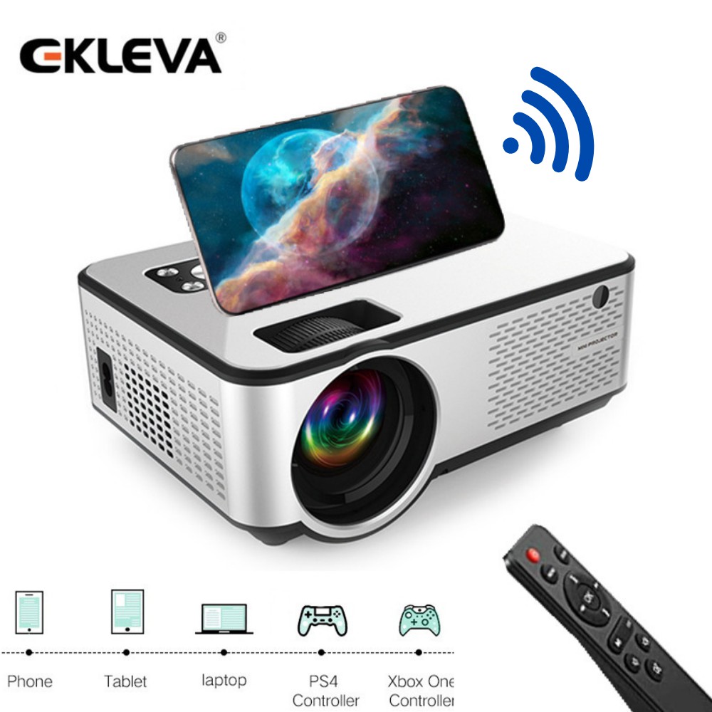 Ekleva Proyektor HD infokus Portable C9 dengan 6000 Lumens Upgrade Layar 1080P 200'' Smartphone