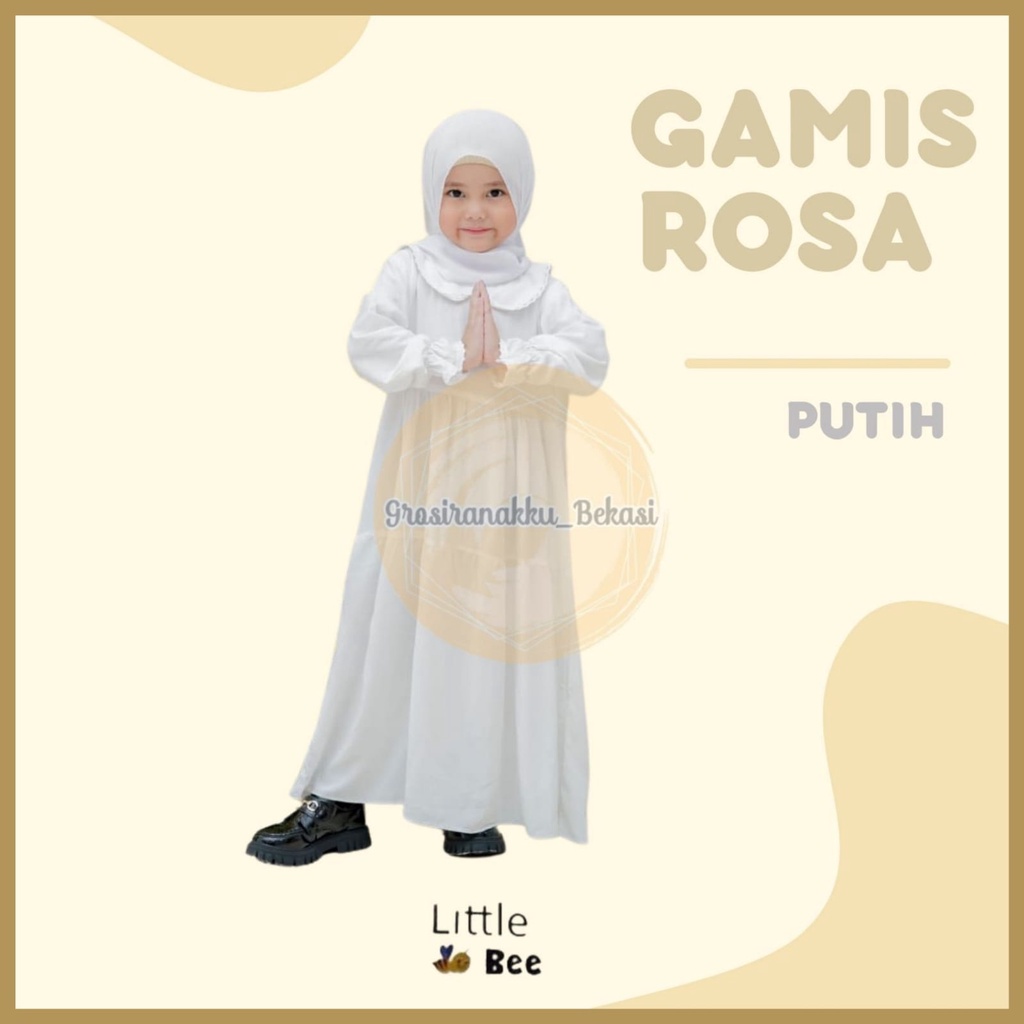 Gamis Anak Rayon Rosa Putih Manasik Haji LittleBee Size 2-8 Th