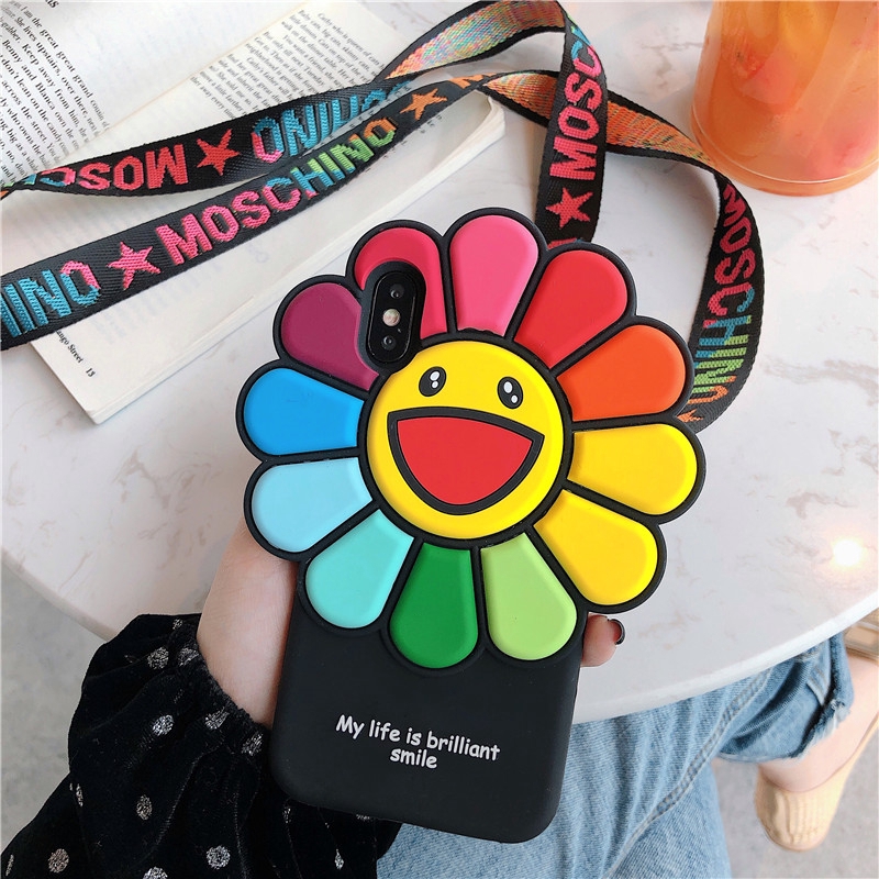 Case Tas Crossbody Desain Bunga Matahari Warna Warni Dengan Tali Lanyard Untuk Iphone 11 X Shopee Indonesia