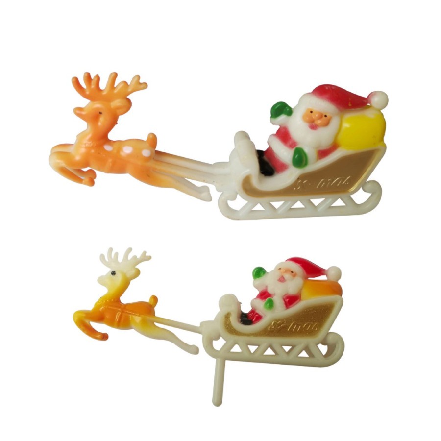 CTSR cake topper santa kereta rusa dekorasi hiasan kue natal tusuk