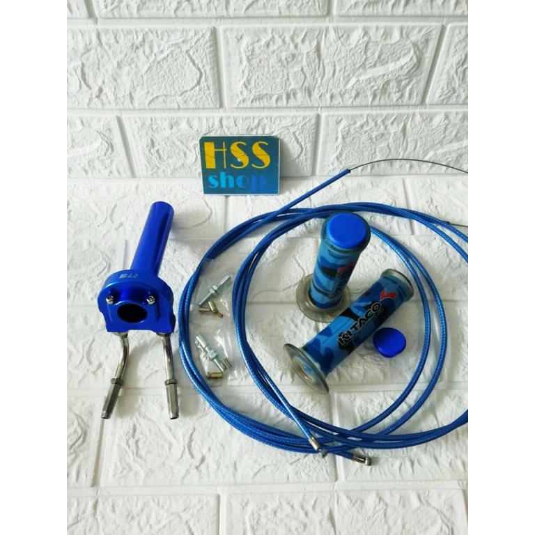 Gas Spontan Kabel 2 + Handgrip Kitaco + 2 Kabel Gas Serat = Mio M3, Beat, Scoopy, Ninja 250,,Mio J, 
