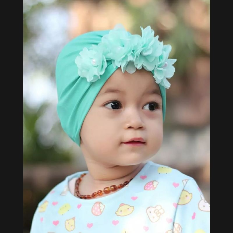 Turban Bayi Bunga Anak Bayi Usia 0-3 Tahun | Ciput Baby New Born | Bandana Baby Girl Newborn Import Premium Lucu Perempuan