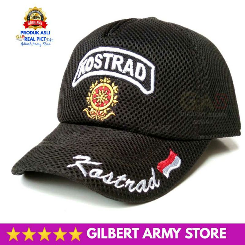 Terbaru Topi Kostrad Logo Bordir Jaring Hitam Tni Militer Murah Grosir Gilbert Army Store Hat  Pria