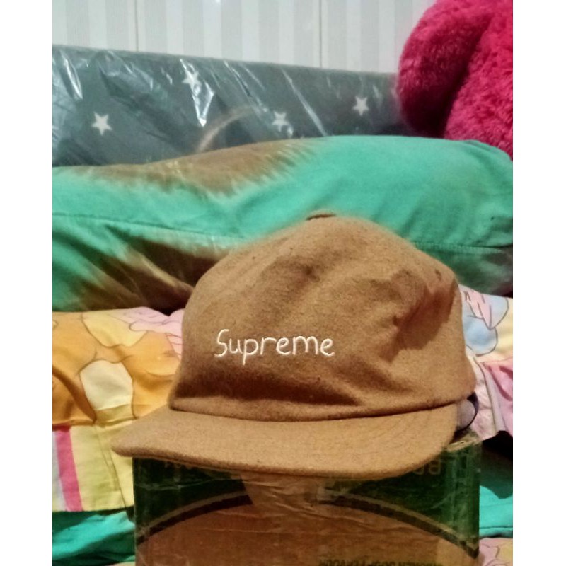 topi militage supreme logo brown hat (preloved)