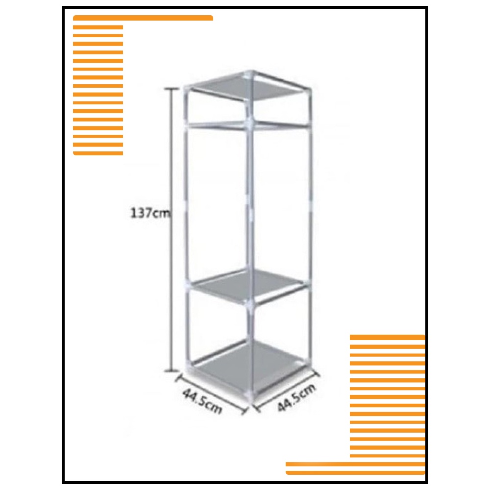 FM - Rak gantung 3 tingkat besi 45 x 137 cm rak serbaguna - Silver