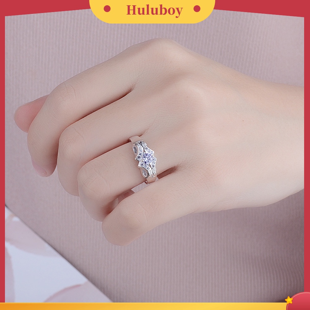 Hu Hu Hu Hu Hu Alat Bantu Pasang Kacamata♡ Cincin Wanita Hias Cubic Zirconia Ungu Menarik Untuk Hadiah