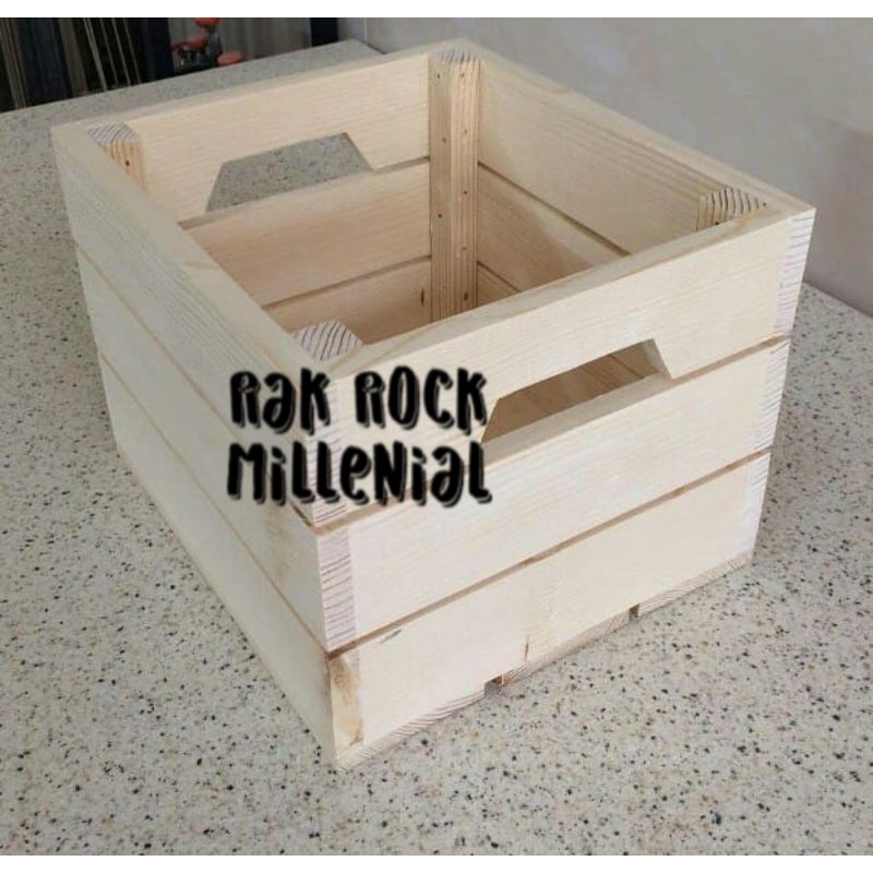 Wooden Create 33x33x27 Keranjang Kayu Keranjang Buah Keranjang Souvenir Parcel Hampers Kotak Kayu