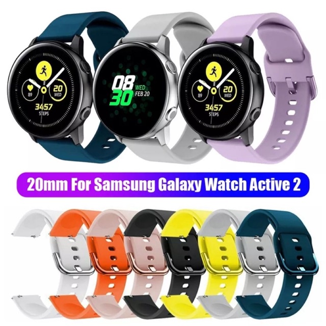 Strap Silicone Samsung Galaxy watch 3 4 5 41mm 42mm ACTIVE 1 2 Huawei Watch Gt 2 3 42mm Xiaomi Bip u pro Gts 1 2 Garmin Venu sq vivomove Haylou Ls02 Rs4 Eggel tempo 2 tali jam 20mm smartwatch