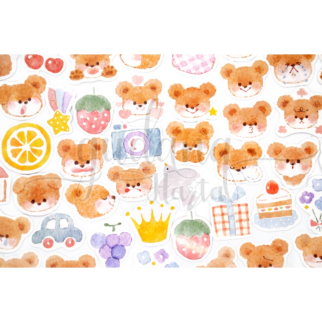 Stiker Watercolor Bear Sticker Motif Beruang DIY Scrapbook GH 303315