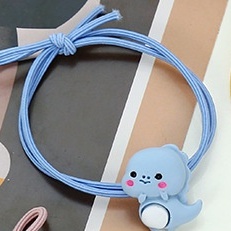 OVERFLOWS.ID Ikat Rambut Ala Korea Motif Dinosaurus Kuncir Candy Import Mutrah Karet Rambut-CHUBBY TALI BIRU