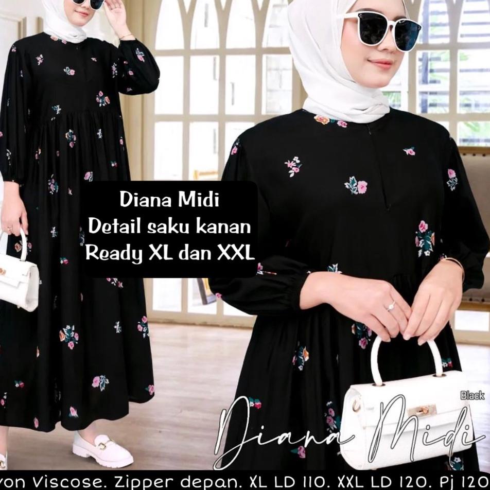 (HARGA BERSAHABAT) Midi Dress Motif Original - Home Dress Busui Rayon Viscose Premium - Kalana Anira