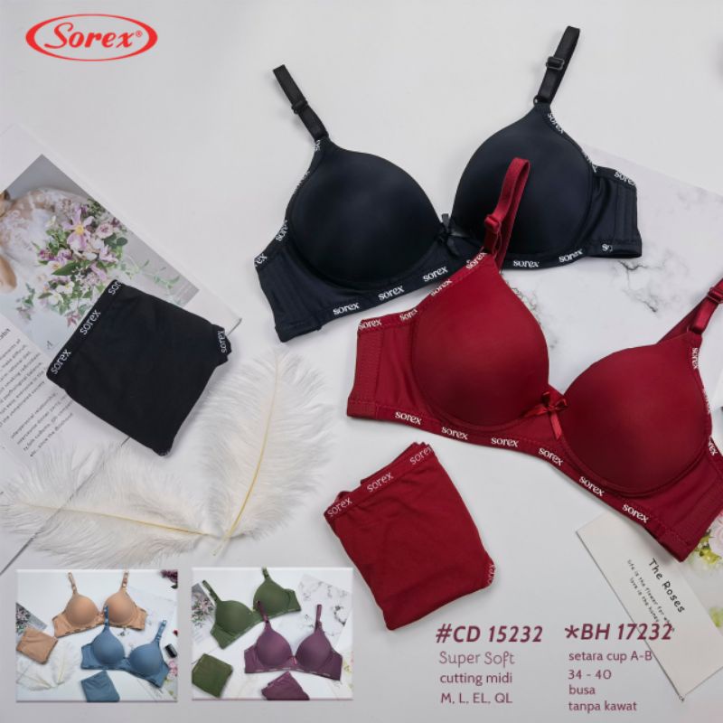 Sorex BH 17232 busa tanpa kawat kait 2 cup B casual style bra 34-40