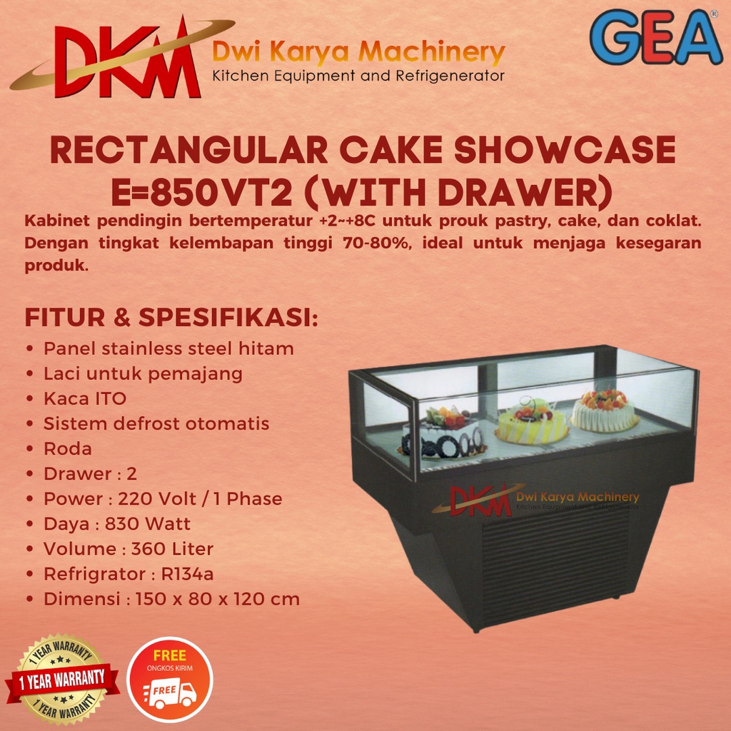 CAKE SHOWCASE W/DRAWER GEA E-850VT2