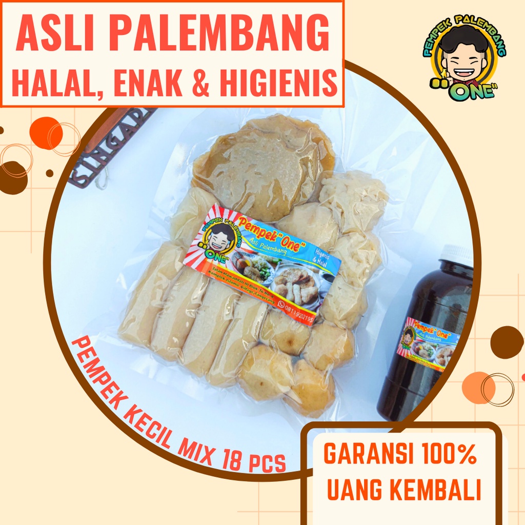 

Pempek Palembang Asli mix 18 Pcs Frozen (adaan, lenjer kecil, telur kecil, keriting, kulit) | Ikan Gabus dan Tenggiri Premium | Pempek One