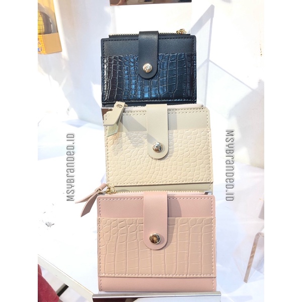 MINISO DOMPET PENDEK WANITA SHORT ANIMAL PATTERN WALLET WITH ZIPPER BLACK APRICOT PINK