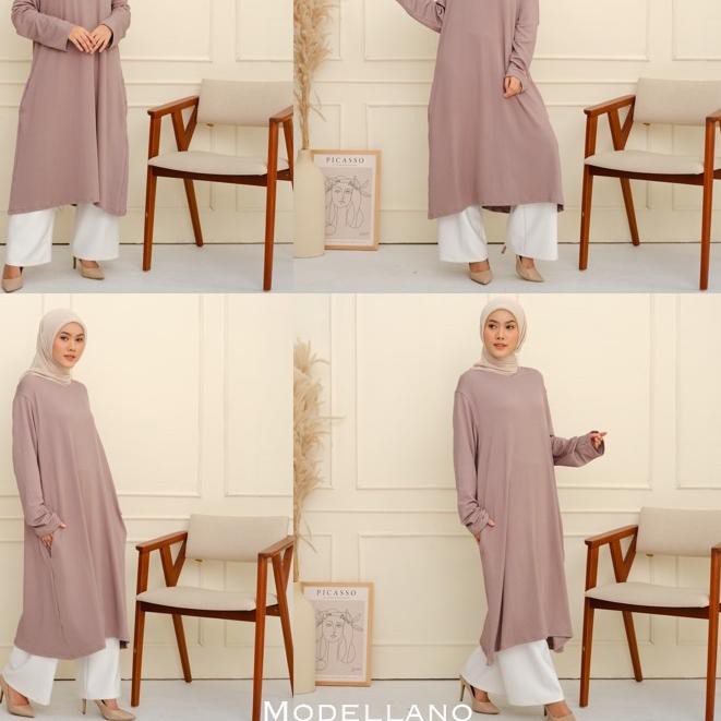 ☜ TUNIK BORTEGA - KAOS RAJUT IMPORT MUSLIMAH JUMBO XXL MURAH GROSIR POLOS KNIT TEBAL ADEM MELAR ABG