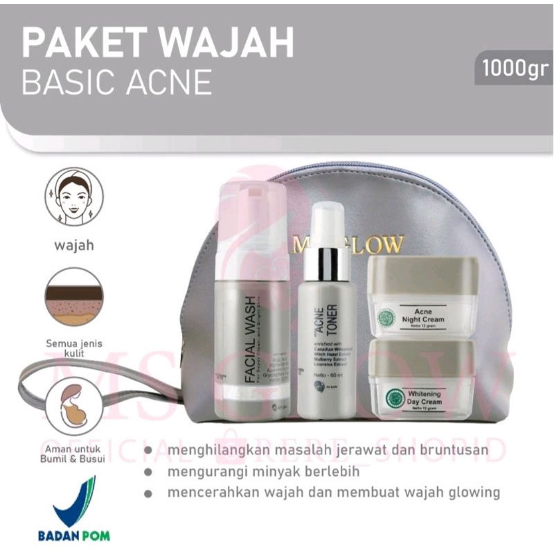 MS GLOW ORIGINAL ACNE PAKET LENGKAP